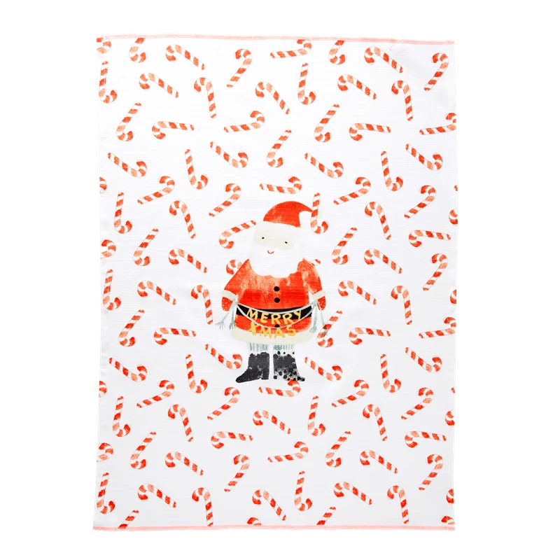 Cotton Tea Towel Santa Christmas Print By Rice DK